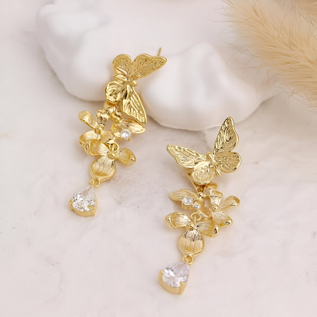 Golden Flutter Drops Earrings