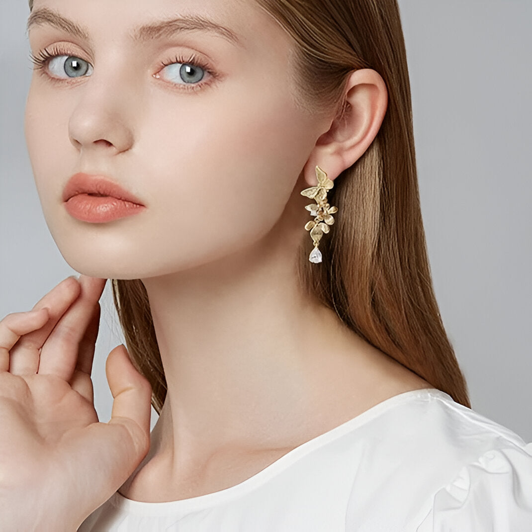 Golden Flutter Drops Earrings