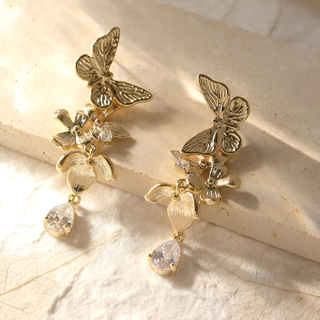 Golden Flutter Drops Earrings