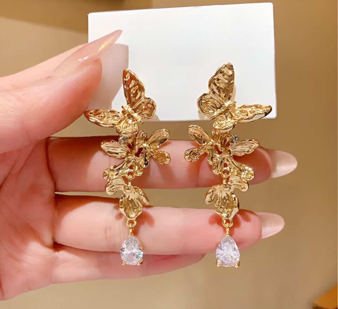Golden Flutter Drops Earrings