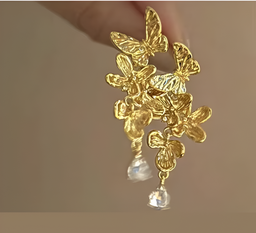 Golden Flutter Drops Earrings