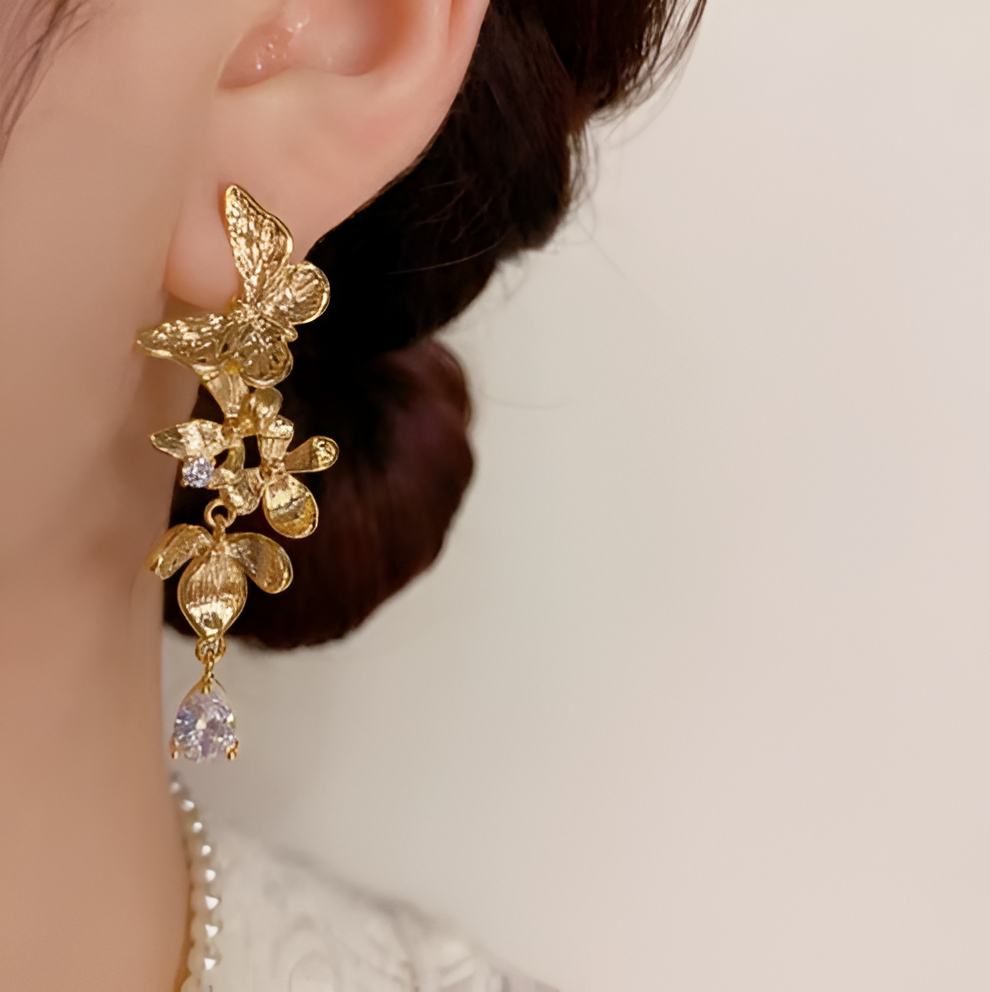 Golden Flutter Drops Earrings