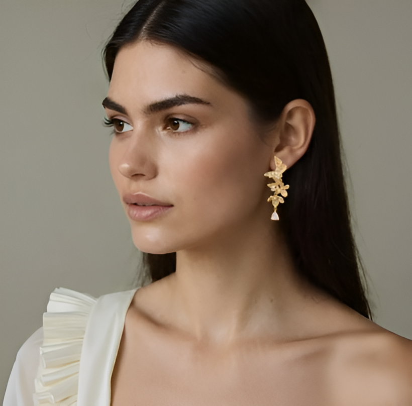 Golden Flutter Drops Earrings