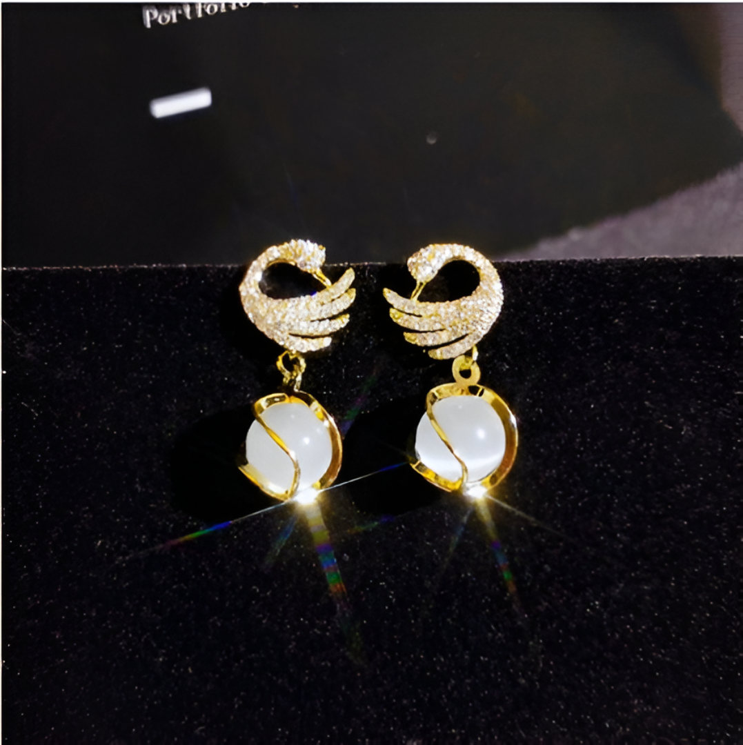 Stones Swan Earrings